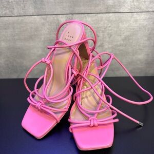 a new day Hot Pink Lace-Up Strappy Heeled Sandals